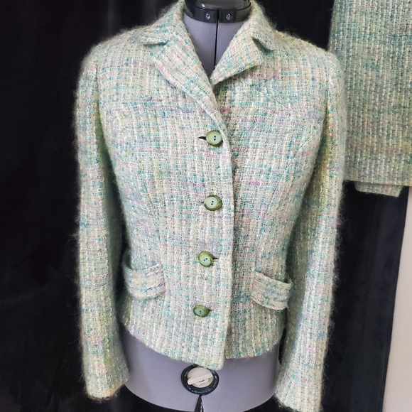 Vintage Tweed jacket skirt tailored suit set - Picture 2 of 5